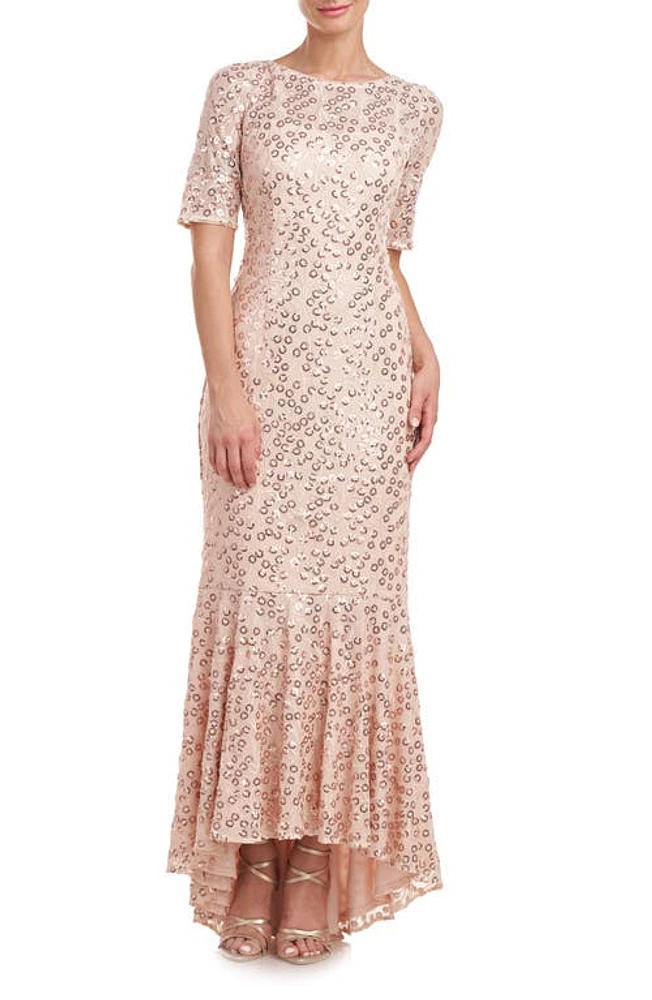 JS Collections Elliot Sequin Mermaid Gown Rose Gold at Nordstrom,