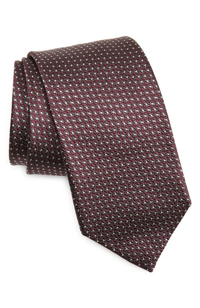 Canali Geometric Silk Tie in Dark Purple at Nordstrom