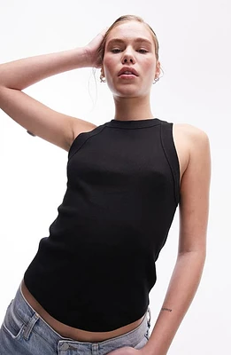 Topshop Racer Rib Tank Black at Nordstrom,