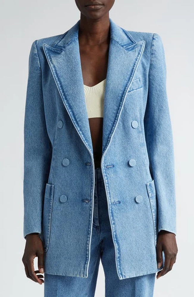 Dries Van Noten Bymee Double Breasted Denim Blazer Light Blue at Nordstrom, Us