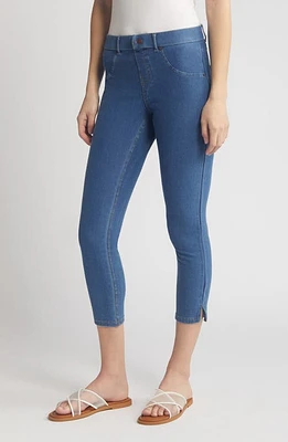 Hue Side Slit Pull-On Denim Capri Leggings at Nordstrom,