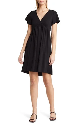 Loveappella Tie Back Surplice V-Neck Knit Minidress at Nordstrom,