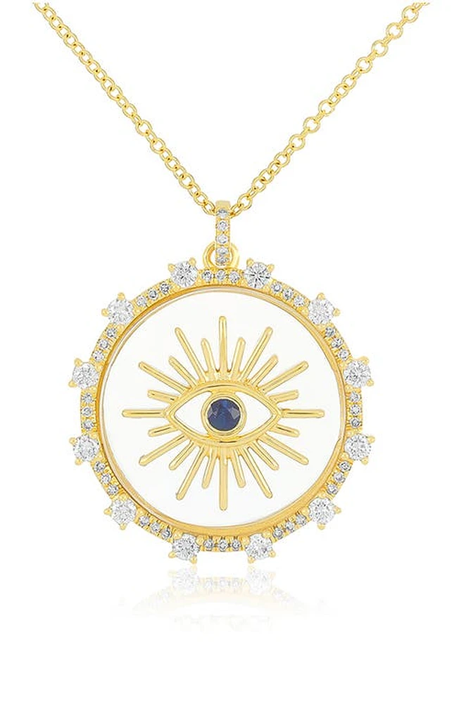 EF Collection 14K Gold Diamond & Sapphire Floating Evil Eye Pendant Necklace in 14K Yellow Gold at Nordstrom