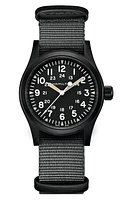 Hamilton Khaki Field NATO Strap Watch, 38mm in Grey/Silver at Nordstrom