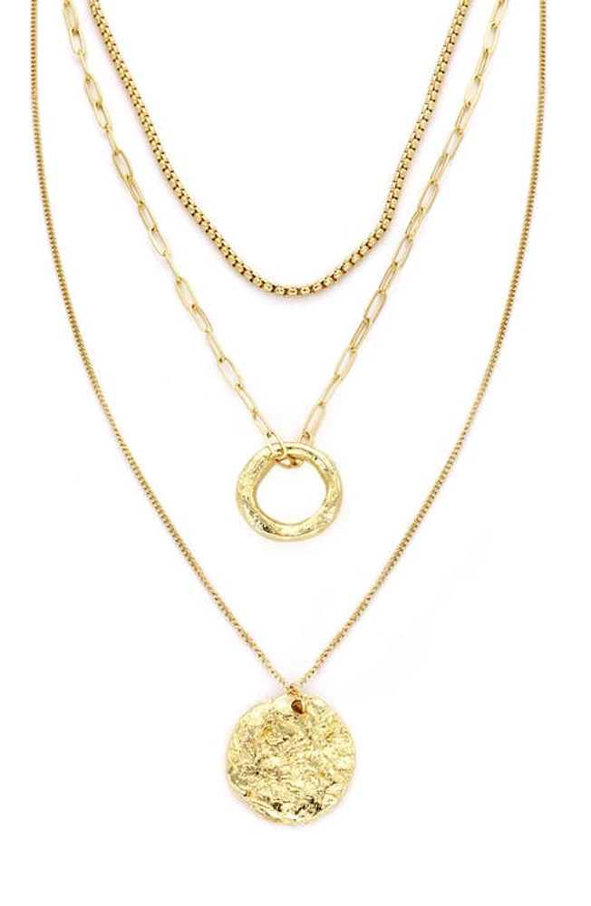 Panacea Circle Pendant Layered Necklace in Gold at Nordstrom