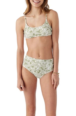 O'Neill Kids' Half Moon Tropical Two-Piece Swimsuit Oil Green at Nordstrom,