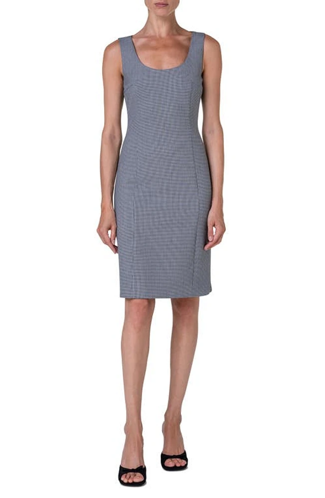 Akris punto Micro Houndstooth Check Pebble Crepe Sheath Dress Black-Cream at Nordstrom,