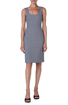 Akris punto Micro Houndstooth Check Pebble Crepe Sheath Dress Black-Cream at Nordstrom,