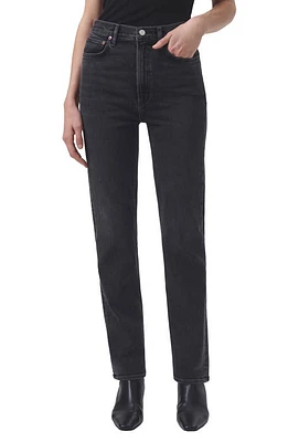 AGOLDE High Waist Stovepipe Jeans in Metal at Nordstrom, Size 32