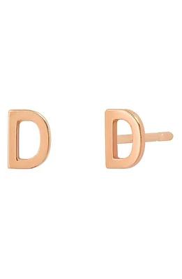 BYCHARI Initial Stud Earrings in 14K Rose Gold-D at Nordstrom