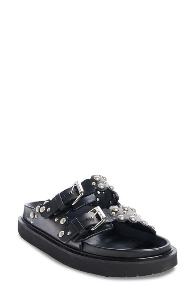 Isabel Marant Lennya Studded Slide Sandal Black/Silver at Nordstrom,