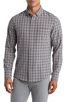 Mizzen+Main City Trim Fit Nickel Houston Plaid Flannel Button-Down Shirt Gray at Nordstrom,