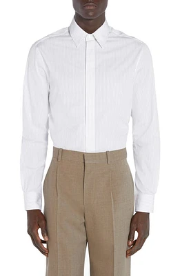 Bottega Veneta Narrow Pinstripe Button-Up Oxford Shirt White/Grey at Nordstrom, Us