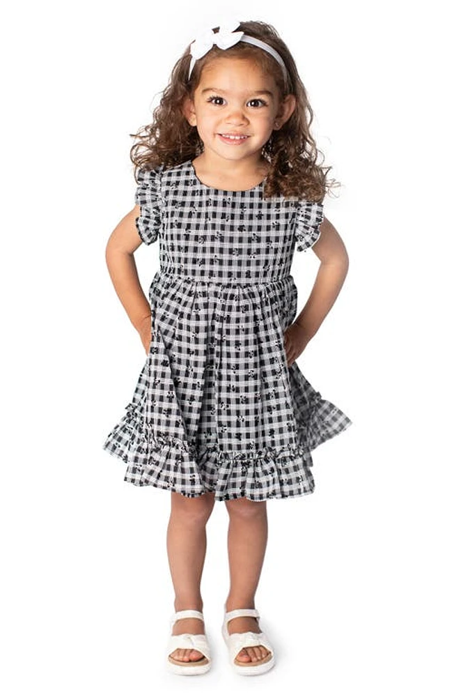 Popatu Check Ruffle Dress Black Multi at Nordstrom,