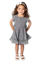 Popatu Check Ruffle Dress Black Multi at Nordstrom,