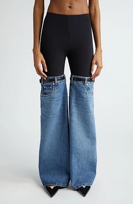 Coperni Hybrid Denim & Knit Pants Black /Blue at Nordstrom, Us