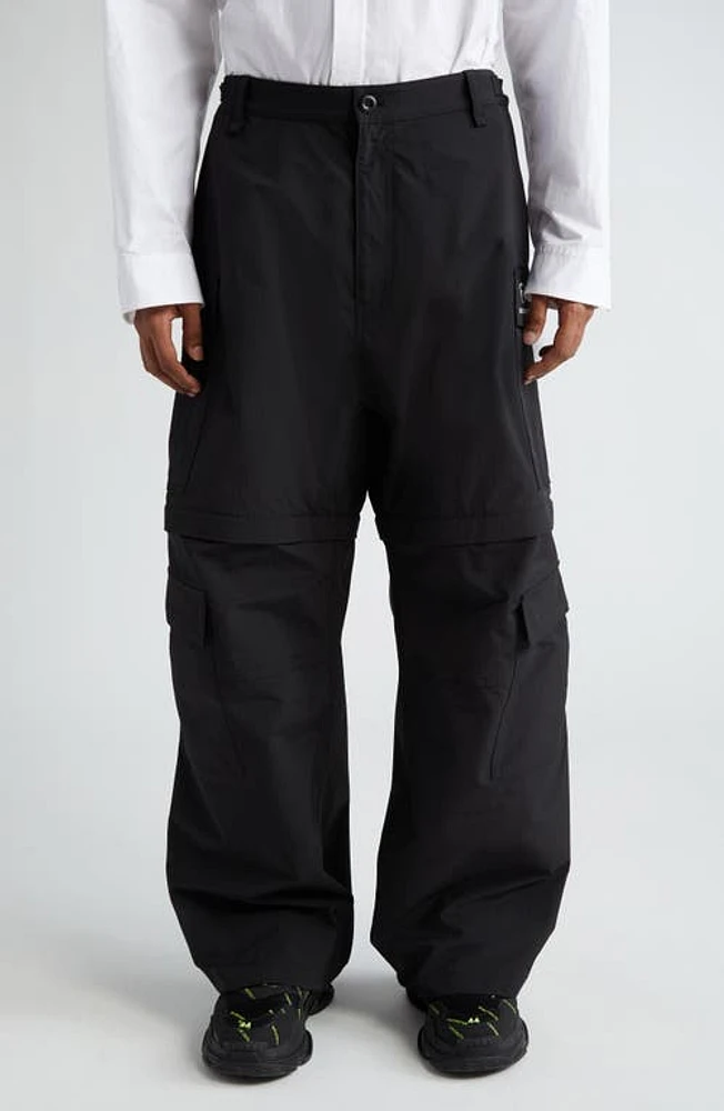 Balenciaga Light Zip-Off Ripstop Cargo Pants Black at Nordstrom,