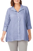 Foxcroft Stirling Button-Up Linen Tunic at Nordstrom,