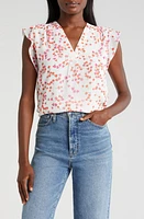 Vince Camuto Floral Flutter Sleeve Top New Ivory at Nordstrom,