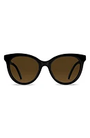 Vincero Demi 53mm Polarized Round Sunglasses in Jet Black Brown at Nordstrom