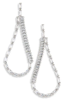 Nordstrom Mixed Cubic Zirconia Teardrop Hoop Earrings in Clear- Rhodium at Nordstrom