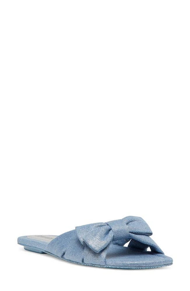 Stuart Weitzman Sofia Bow Slide Sandal Blue Silver at Nordstrom,