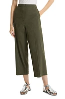 Theory Good Relaxed Fit Crop Linen Blend Pants Dark Olive at Nordstrom,