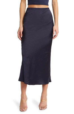 Open Edit Satin Maxi Skirt in Navy Baritone at Nordstrom, Size X-Small