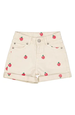 THE NEW Kids' Raspberry Embroidered Cotton Denim Shorts Oatmeal at Nordstrom,