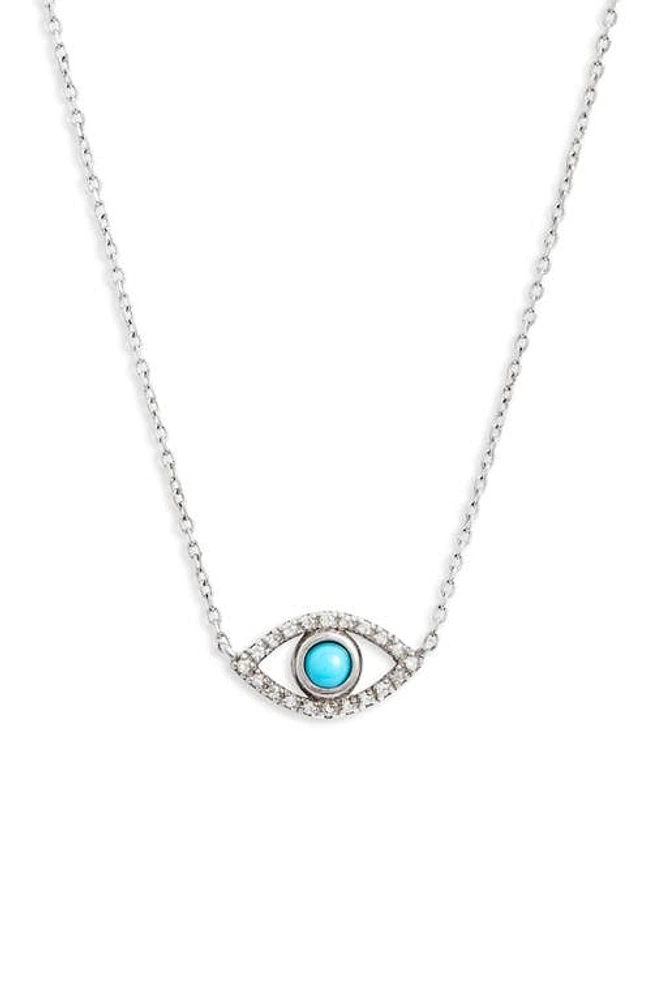 Anzie Evil Eye Turquoise Pendant in Silver at Nordstrom, Size 16 In