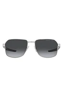 Prada Linea Rossa 57mm Polarized Gradient Rectangular Sunglasses in Silver at Nordstrom