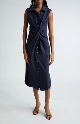 Cinq à Sept Catalina Sleeveless Midi Shirtdress Navy at Nordstrom,