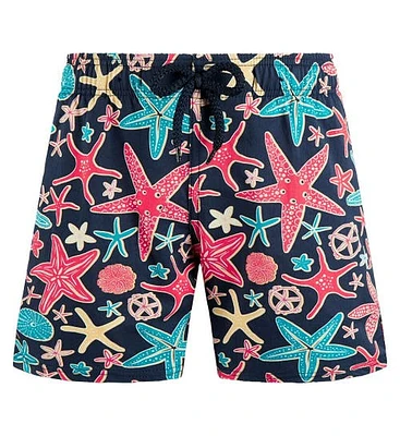 Vilebrequin Kids' Holistarfishes Stretch Swim Trunks in Bleu Marine at Nordstrom