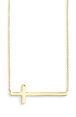 Argento Vivo Sterling Silver Argento Vivo Modern Sideways Cross Pendant Necklace in Gold at Nordstrom