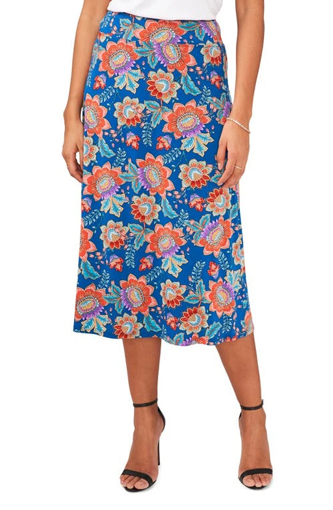 Chaus Floral Midi Skirt Blue/Red/Multi at Nordstrom,