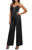 GUESS Remi Satin Jumpsuit Black at Nordstrom,