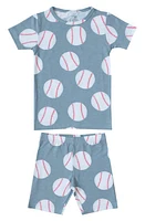 Copper Pearl Slugger Fitted Two-Piece Short Pajamas in Blue at Nordstrom, Size 12 M