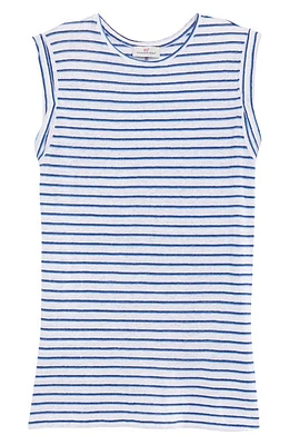 vineyard vines Stripe Linen Tank in Stripe - White/Db at Nordstrom, Size Medium