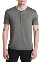 John Varvatos Bleecker Linen Henley Seal Grey at Nordstrom,