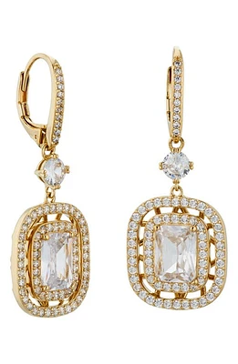 Nadri Double Halo Cubic Zirconia Drop Earrings in Gold at Nordstrom