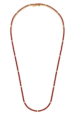 Crislu Cubic Zirconia Tennis Necklace in Ruby at Nordstrom, Size 18