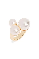 Nordstrom Imitation Pearl Trio Cocktail Ring White- Gold at Nordstrom,