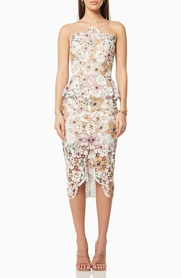 Elliatt Times Floral Print Strapless Lace Cocktail Dress Ivory Multi at Nordstrom,