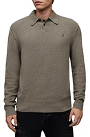 AllSaints Statten Long Sleeve Polo Sweater Planet Grey at Nordstrom, R