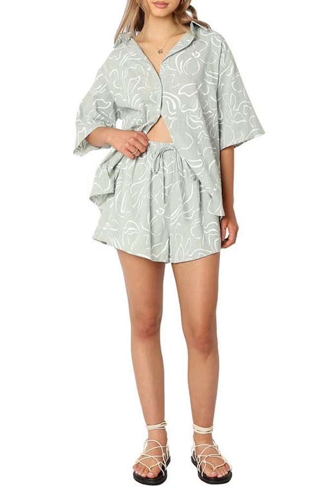 Petal & Pup Fiorelli Button-Up Shirt & Shorts in Sage at Nordstrom, Size X-Large