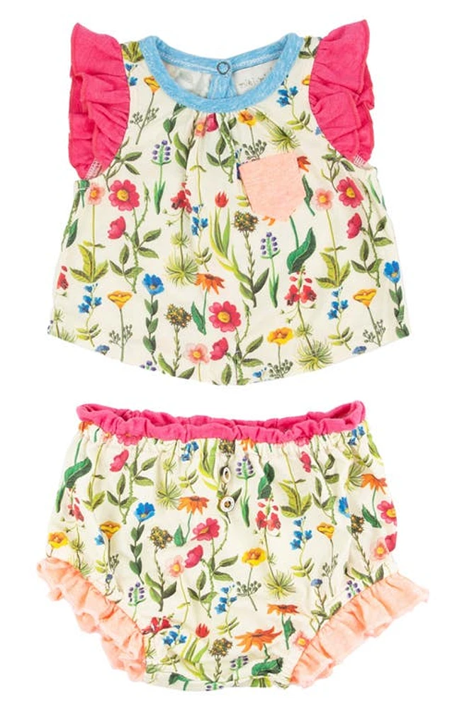 Miki Miette Yasi Ruffle Sleeve Top & Bloomers Set Wildflowers at Nordstrom,