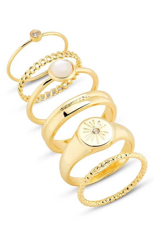 BP. Set of 6 Rings 14K Gold Dipped at Nordstrom,