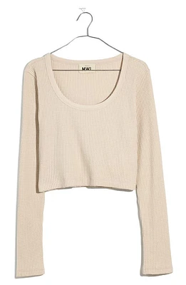 MWL Waffle Long Sleeve Crop Top in Harvest Moon at Nordstrom, Size Small