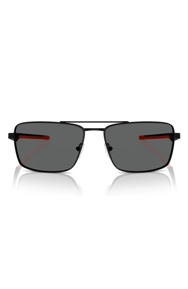 Scuderia Ferrari 60mm Rectangular Aviator Sunglasses in Matte Black at Nordstrom