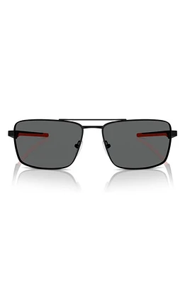 Scuderia Ferrari 60mm Rectangular Aviator Sunglasses in Matte Black at Nordstrom